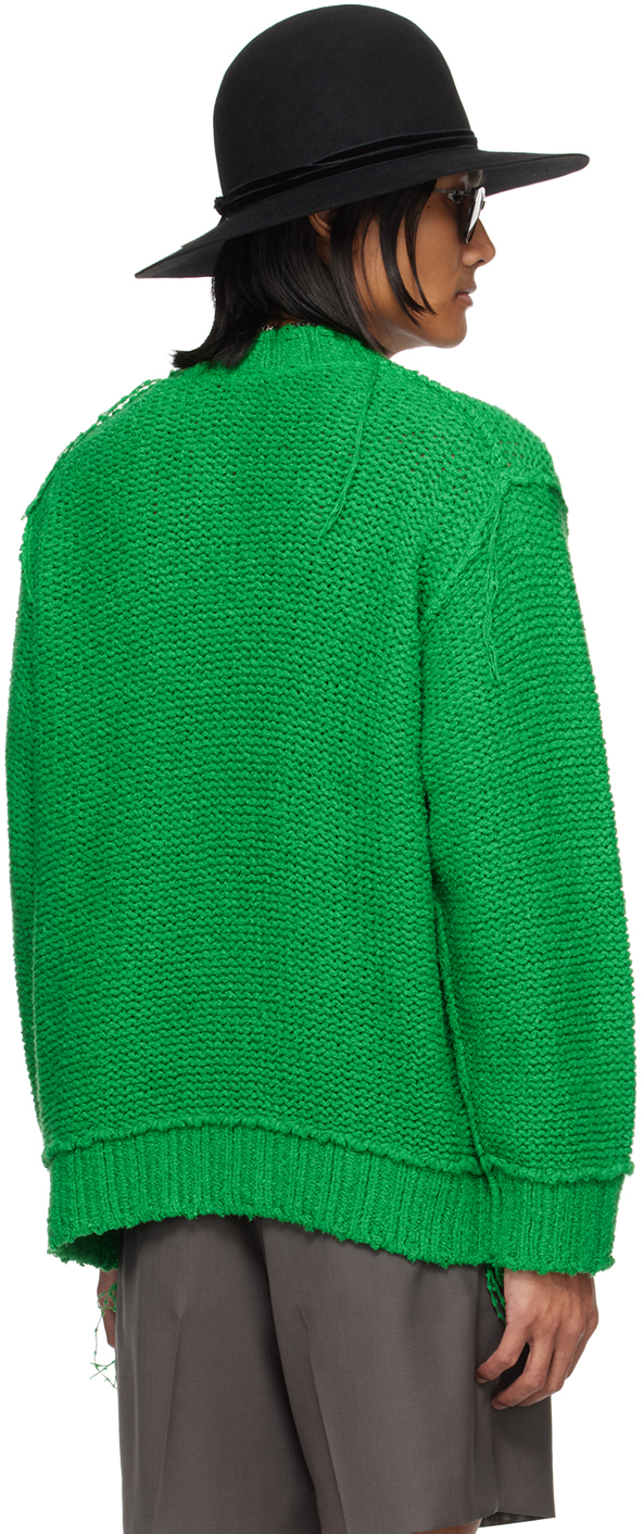 Sacai Green Loose Thread Sweater In 551 Green