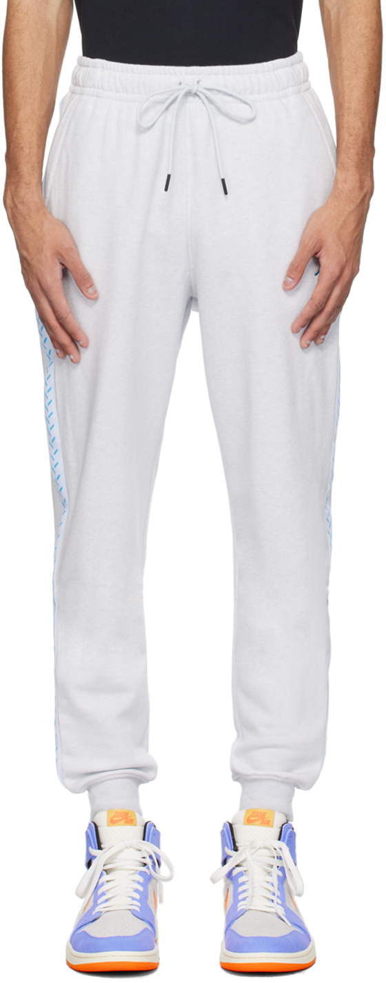 Nike Grey Embroidered Sweatpants In Pure Platinum/htr/dk