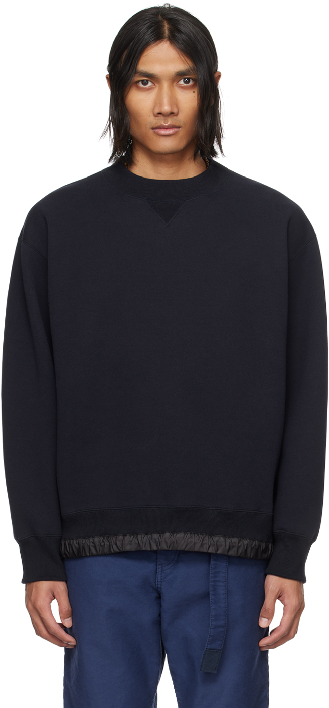 sacai Navy & Khaki Paneled Sweater