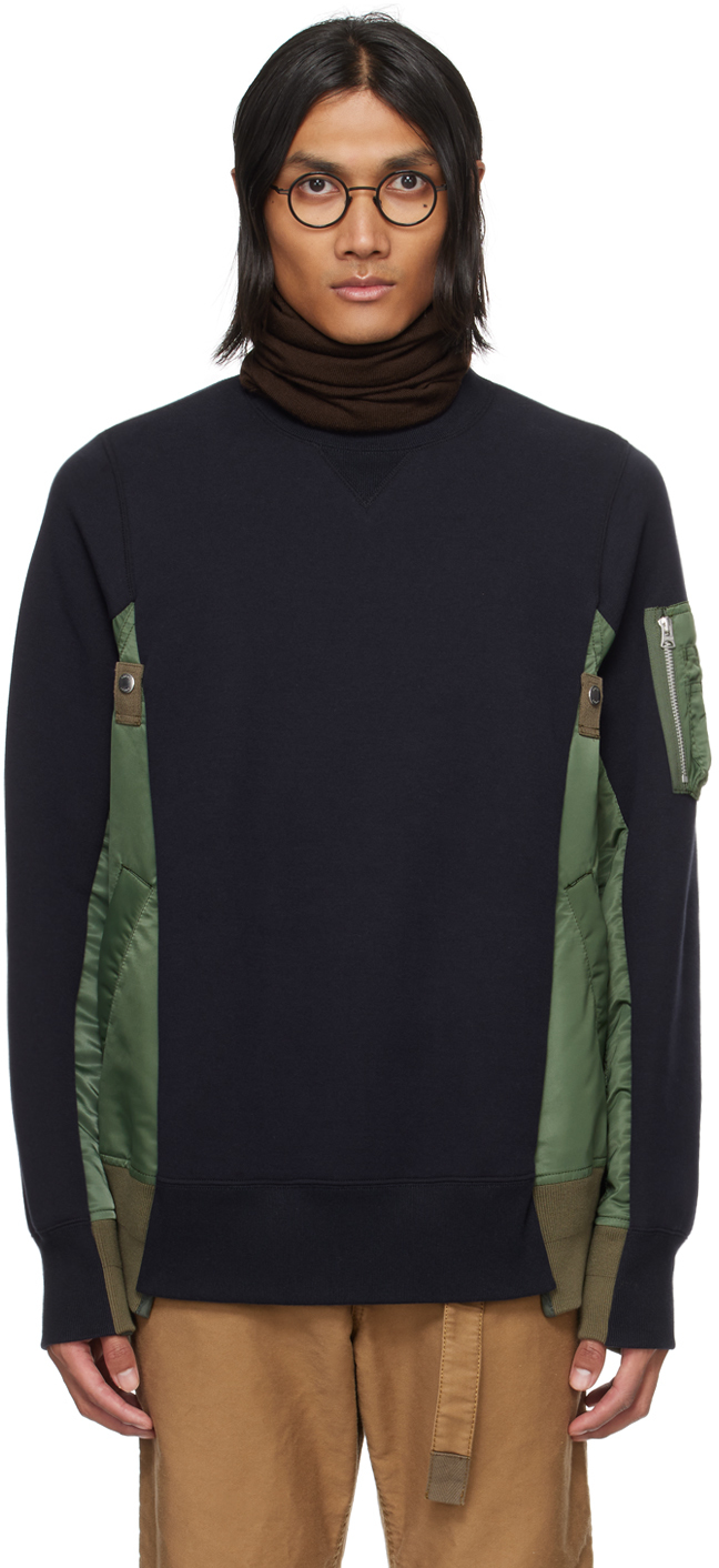 Navy & Khaki Paneled Sweatshirt
