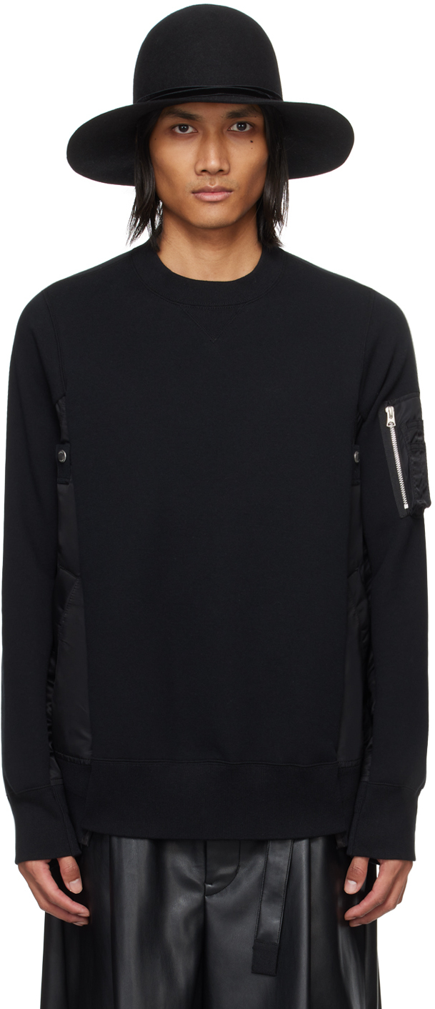 sacai Black Paneled Sweatshirt