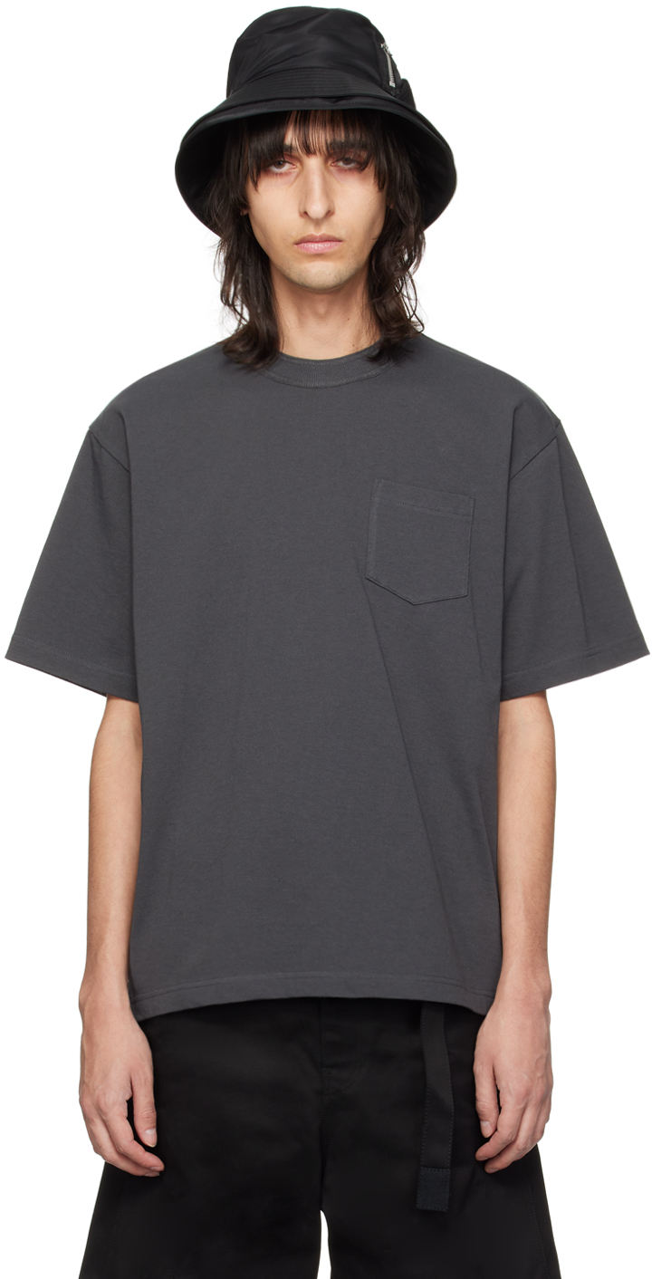 Sacai Grey Vented T-shirt In 326 C/gray