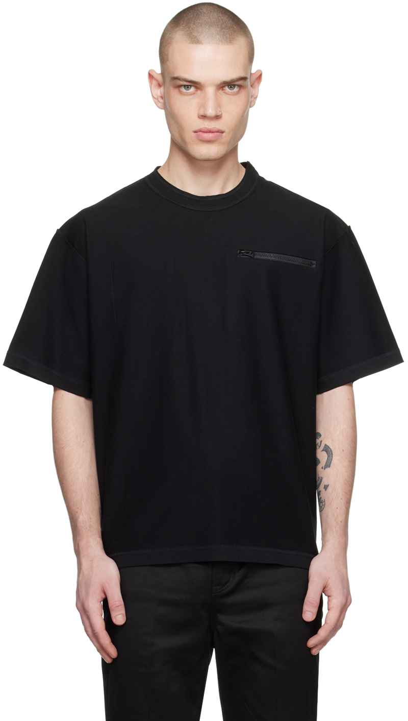 Shop Sacai Black Inverted Seam T-shirt In 001 Black