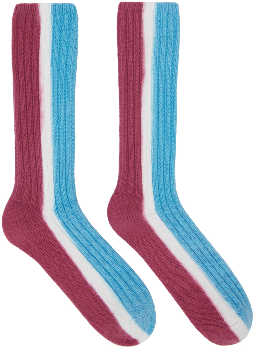 Red & Blue Vertical Dye Socks