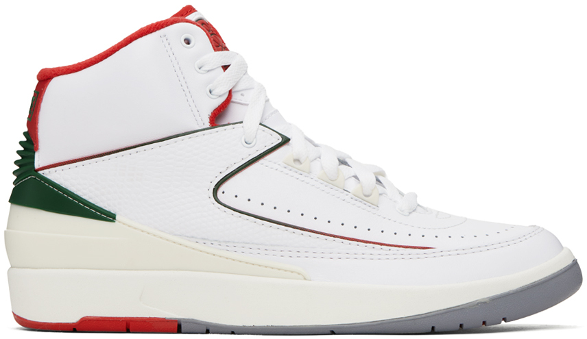 Shop Nike White Air Jordan 2 Retro Sneakers In White/fire Red-fir-s