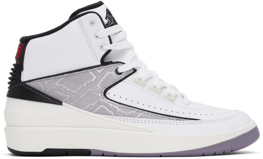 Nike Jordan: White & Silver Air Jordan 2 Retro Sneakers | SSENSE