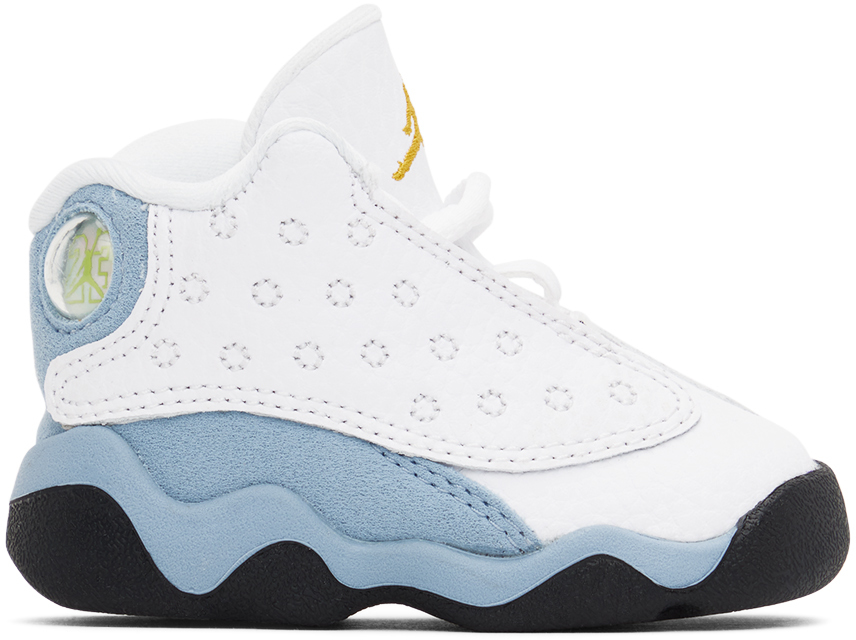Shop Nike Baby White & Blue Jordan 13 Retro Sneakers In Dj3004-170