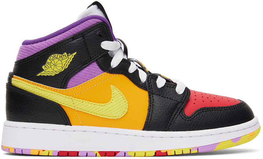 Kids Multicolor Air Jordan 1 Mid School Big Kids Sneakers by Nike