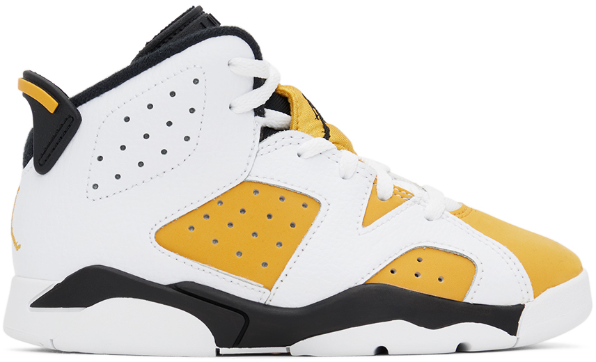 Enfant Baskets r tro Jordan 6 blanc et jaune par Nike Jordan