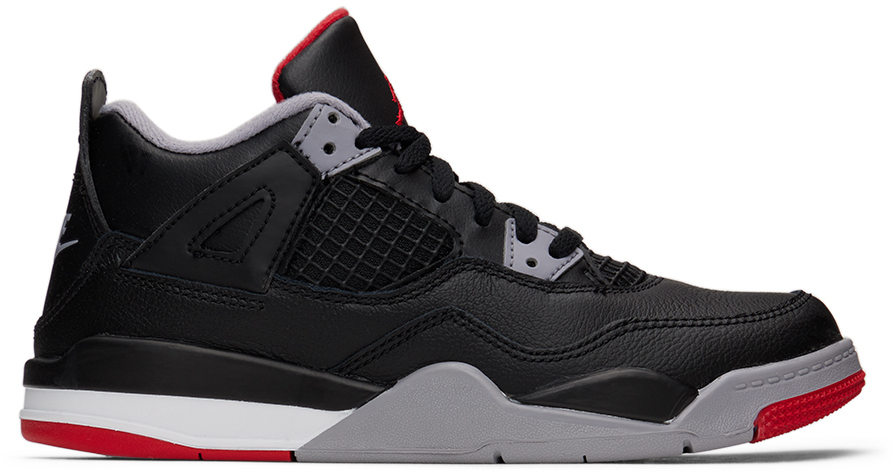 Shop Nike Kids Black & Gray Jordan 4 Retro Little Kids Sneakers In Bq7669-006