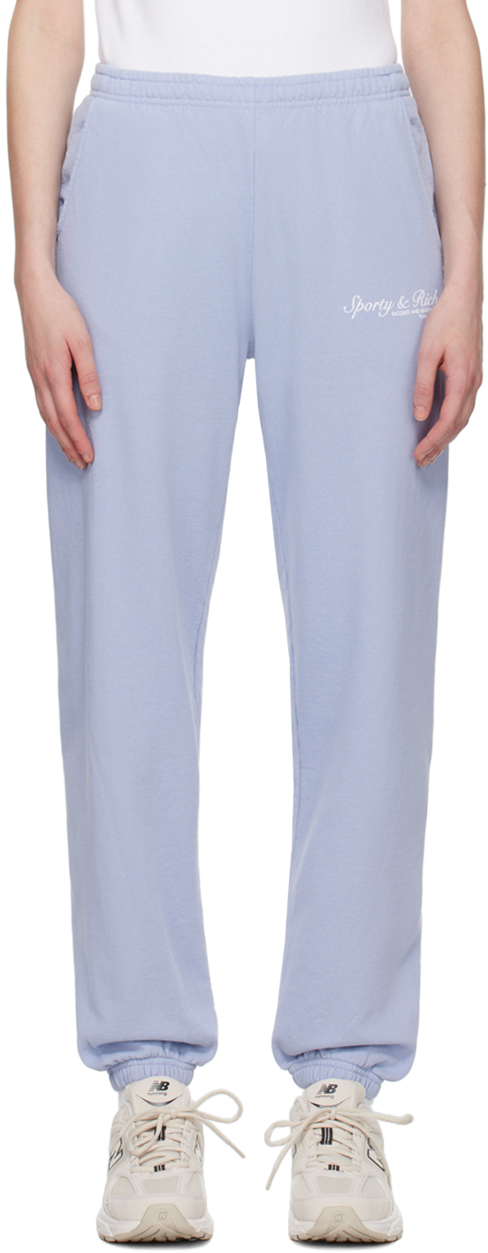 Sporty And Rich Blue French Lounge Pants In Washed Periwinkle