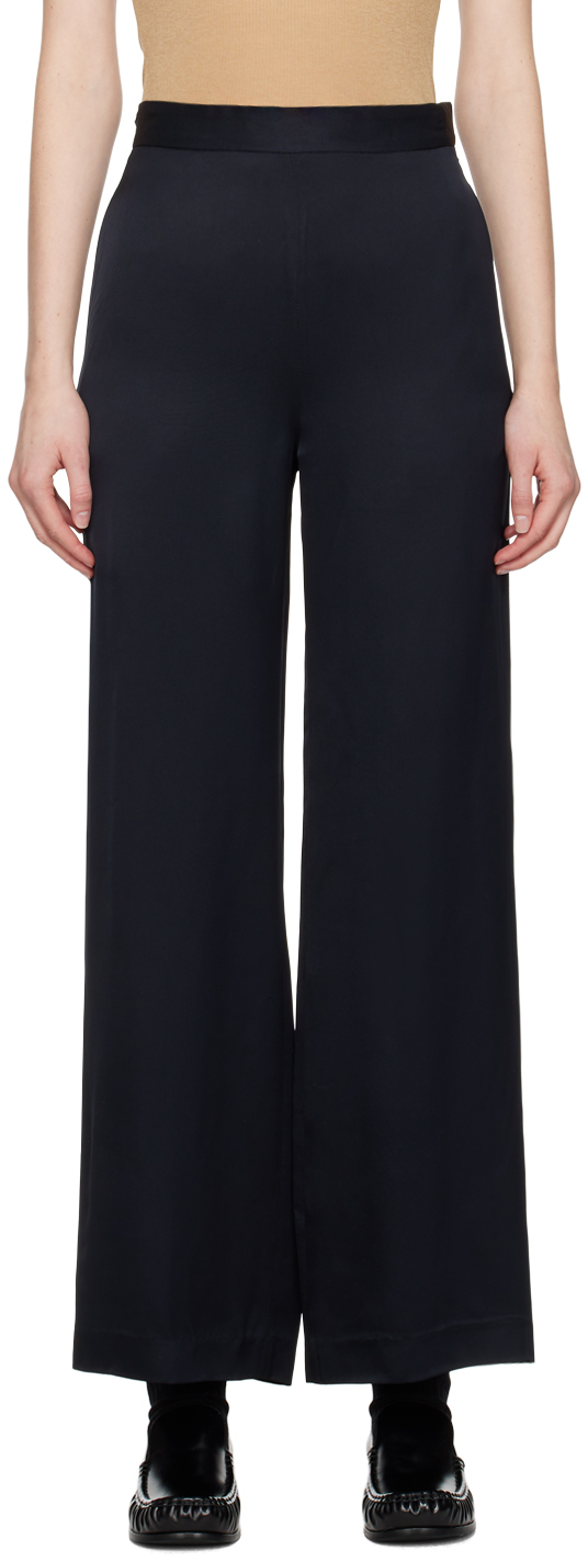 6397 Navy Liquid Trousers In Midnight