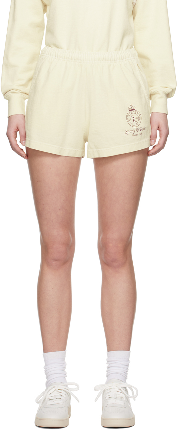 Sporty And Rich Off-white Crown Shorts In Off White