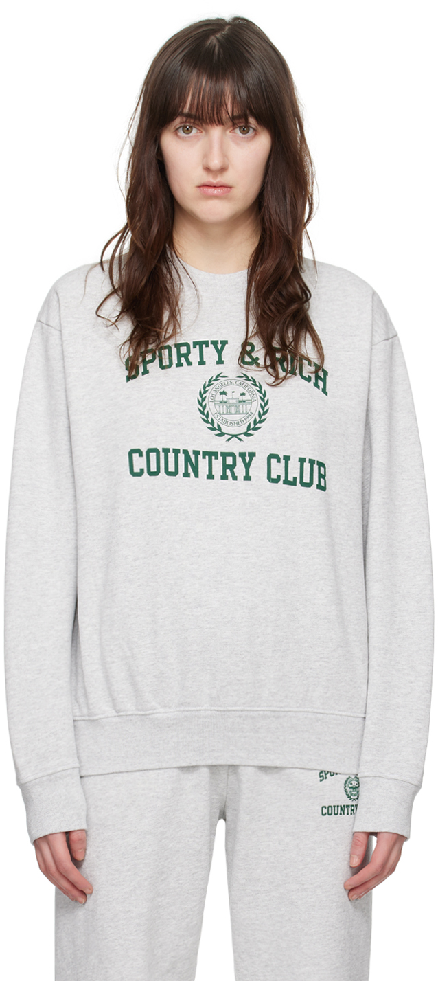 Sporty & Rich Gray Varsity Crest Sweatshirt