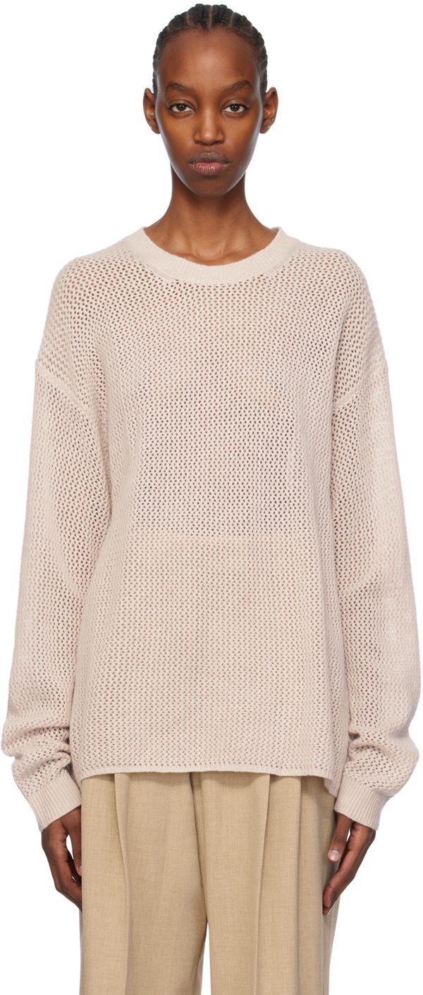 6397 Pink Semi-sheer Sweater In Wrm Pebble