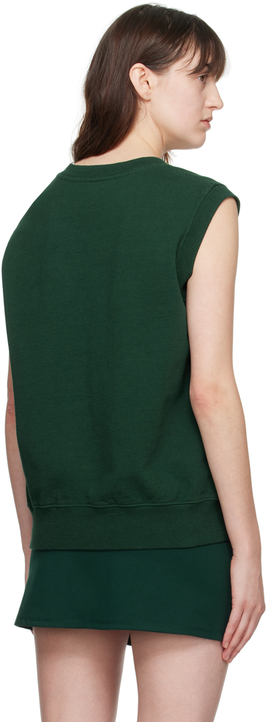 Sporty And Rich Embroidered Cotton-jersey Vest In Forest