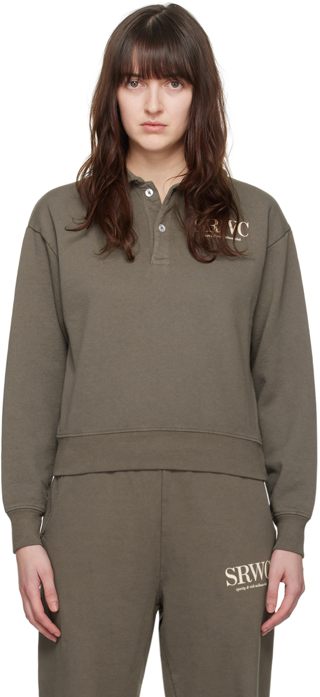 Taupe Upper East Side Polo by Sporty & Rich on Sale