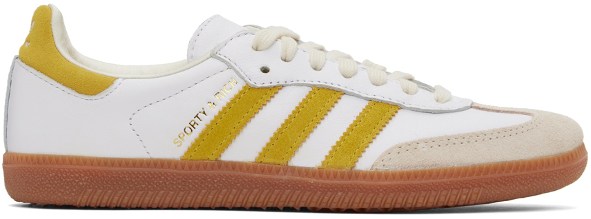 Sporty And Rich Yellow & White Adidas Originals Edition Samba Og Trainers In Ftwr White/bold Gold