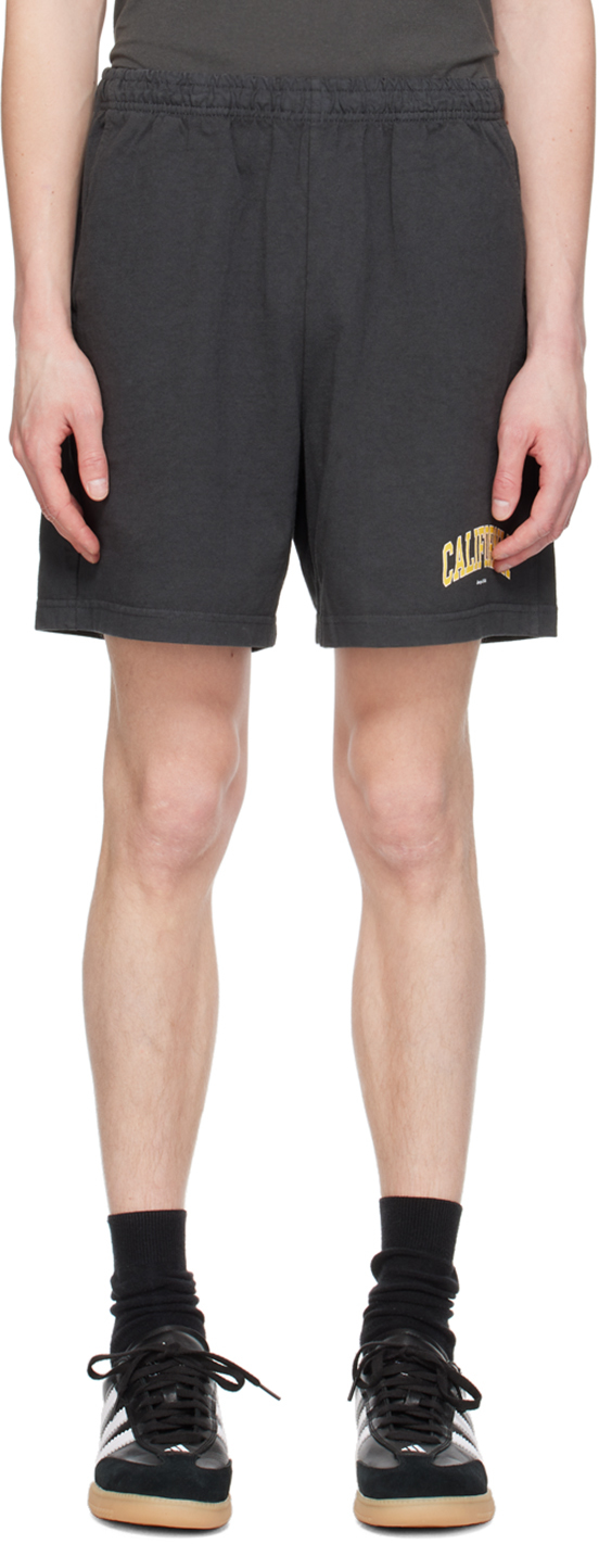 Shop Sporty And Rich Gray 'california' Shorts In Faded Black
