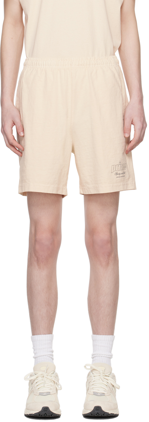 Shop Sporty And Rich Beige Prince Edition Rebound Shorts In Cream