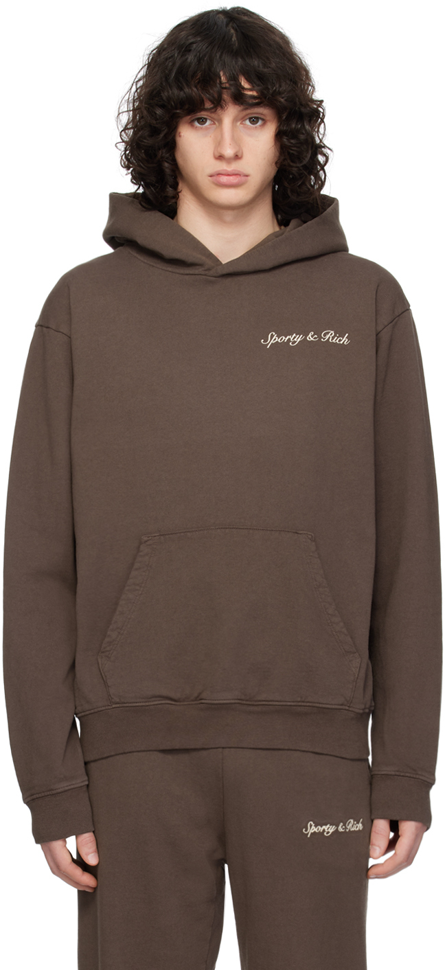 Shop Sporty And Rich Brown Syracuse Hoodie In Chocolate