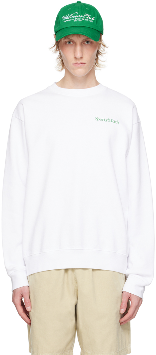 White 'Drink More Water' Sweatshirt by Sporty & Rich on Sale
