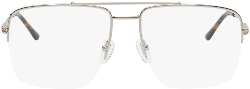 Gucci Silver Aviator Glasses
