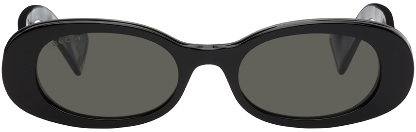 Gucci Black Oval Acetate Sunglasses