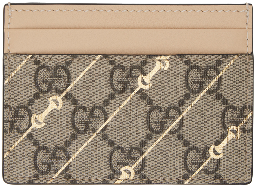Gucci Brown GG Supreme Horsebit Card Holder SSENSE