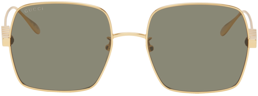 Gucci: Gold Square Sunglasses | SSENSE