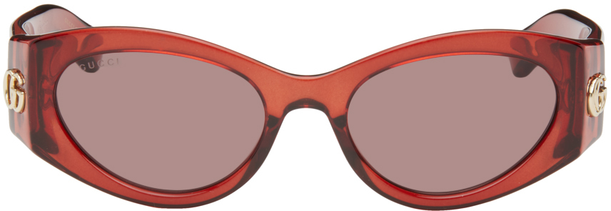 Gucci Red Oval Sunglasses