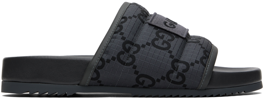 Gray GG Slide Sandals