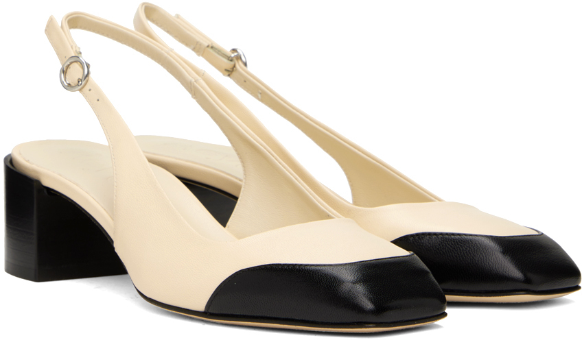 Aeyde 45mm Augusta Nappa Leather Heels In Creamy/black