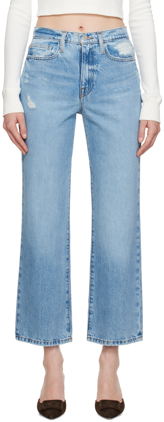 Frame Blue 'le Jane' Jeans In Baines Rips