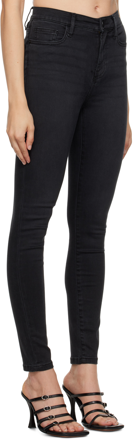 FRAME BLACK 'LE HIGH SKINNY' JEANS 