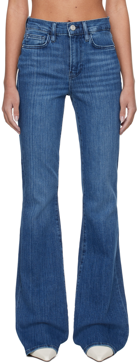 Shop Frame Blue 'le High Flare' Jeans In Temple