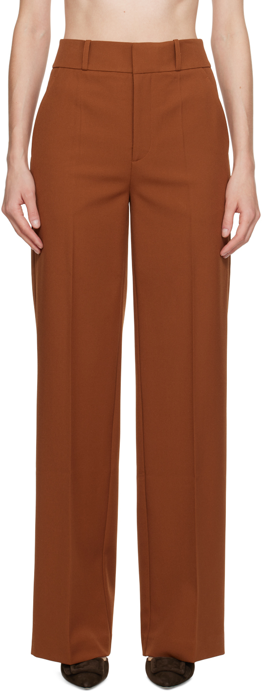 Shop Frame Brown 'the Relaxed' Trousers In Tawny