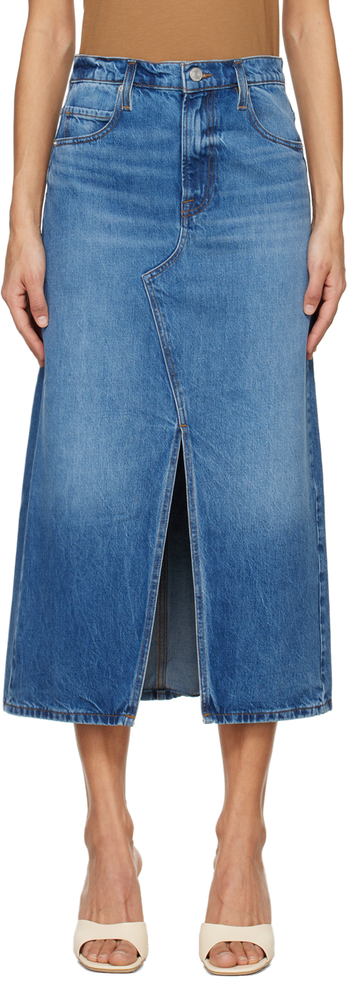 Shop Frame Blue 'the Midaxi' Denim Midi Skirt In Del Amo