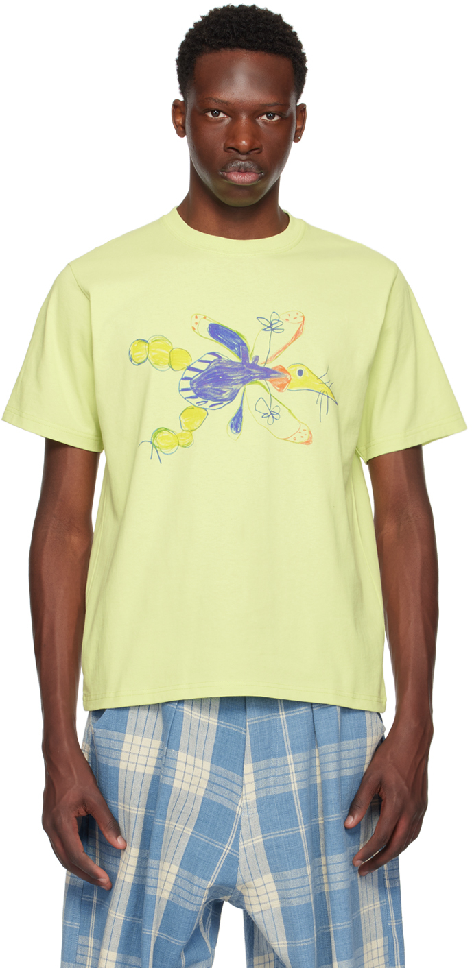 Shop Gentle Fullness Green Crewneck T-shirt In Pistachio Dragonfly