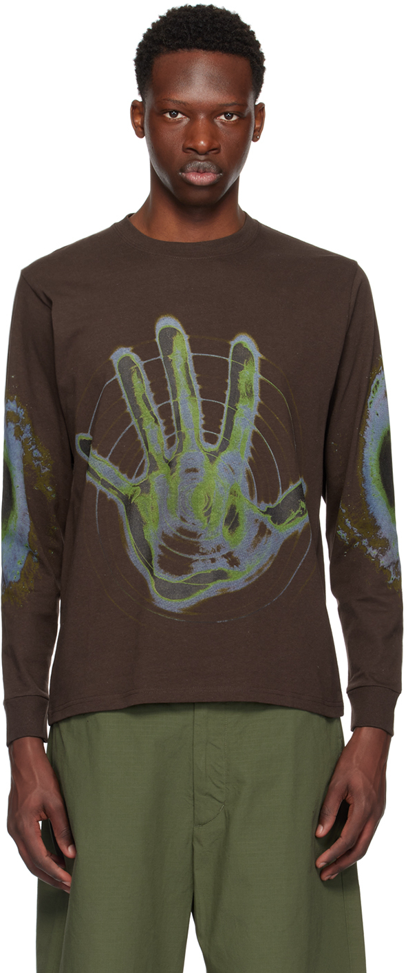 Shop Gentle Fullness Brown Hand Long Sleeve T-shirt In Chocolate Hand