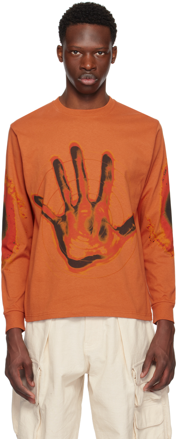 Shop Gentle Fullness Orange Hand Long Sleeve T-shirt In Burnt Orange Hand