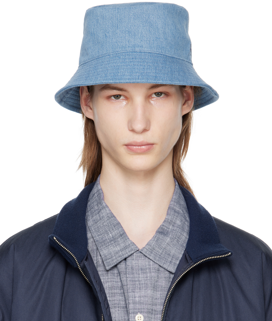 Shop Nanamica Blue Denim Bucket Hat In Ib Indigo Bleach
