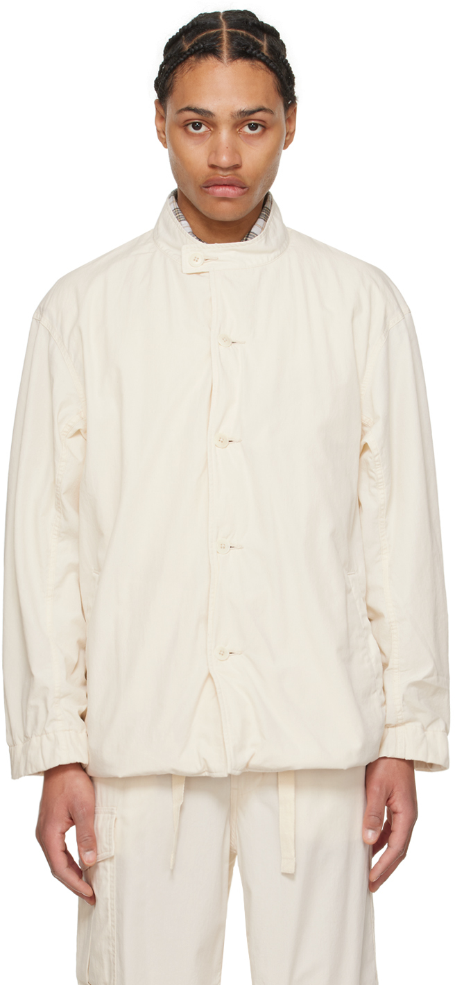 Nanamica Off-white Band Collar Jacket In Ec Ecru