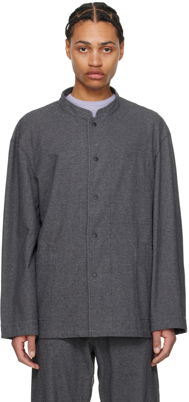 Nanamica Gray Stand Collar Jacket In Ch Charcoal