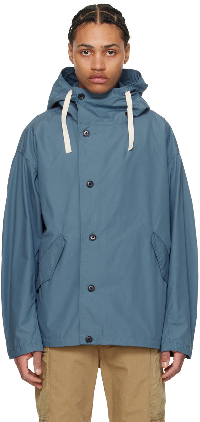 Nanamica Blue Hooded Jacket In Sx Sax