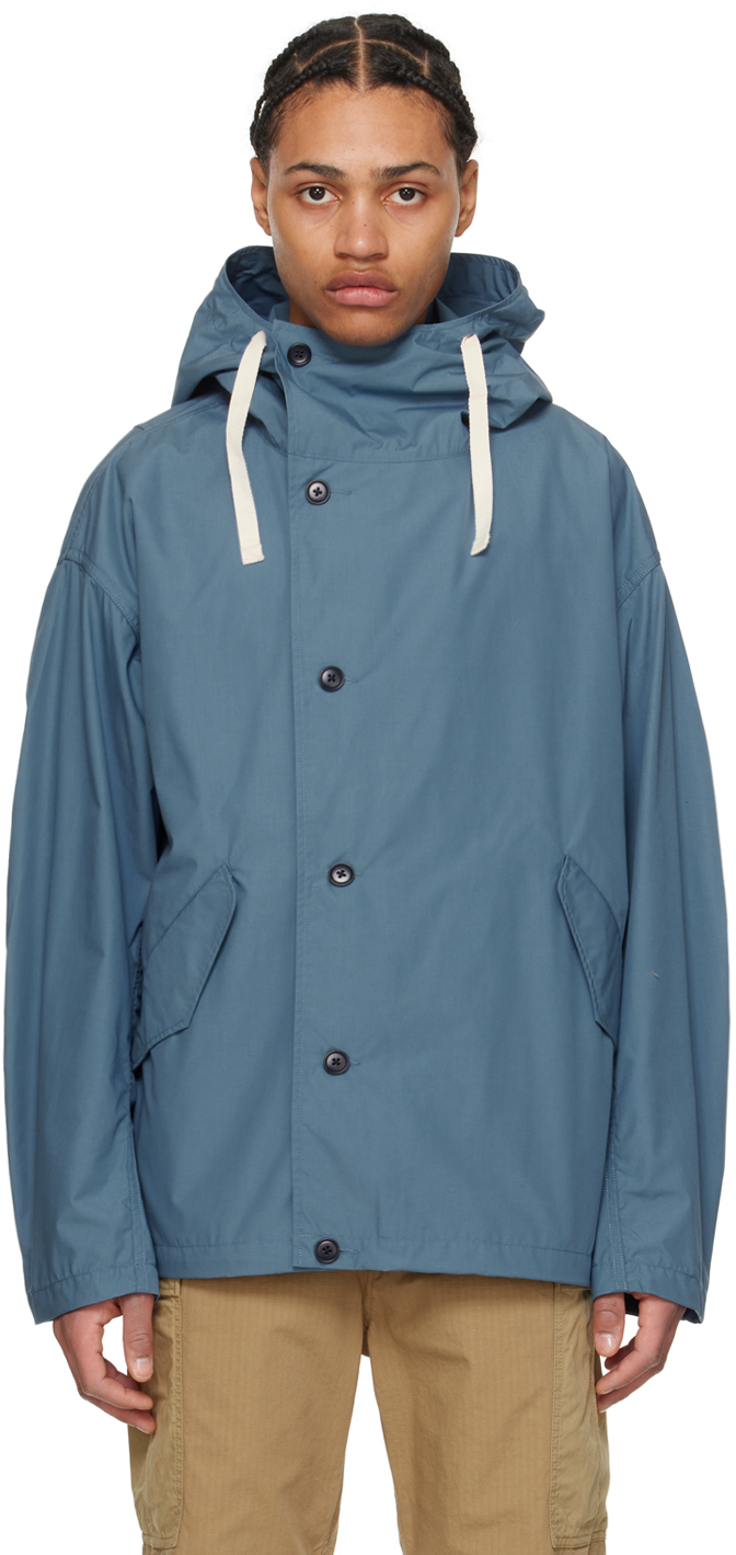 Blue Hooded Jacket by nanamica on Sale