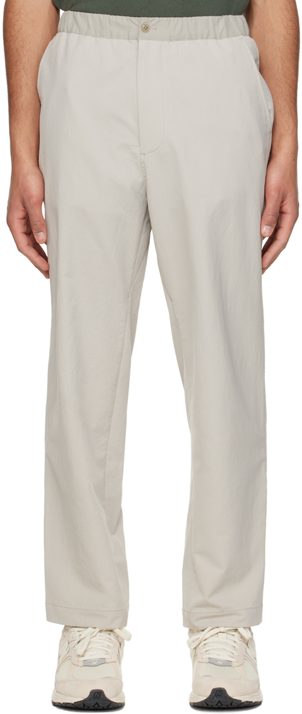Nanamica Beige Wide Easy Trousers In Ph Pale Gray