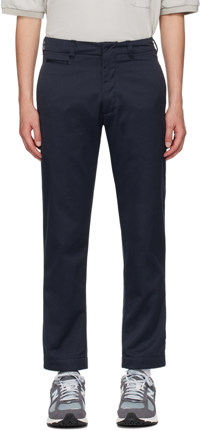 Navy Straight-Leg Trousers