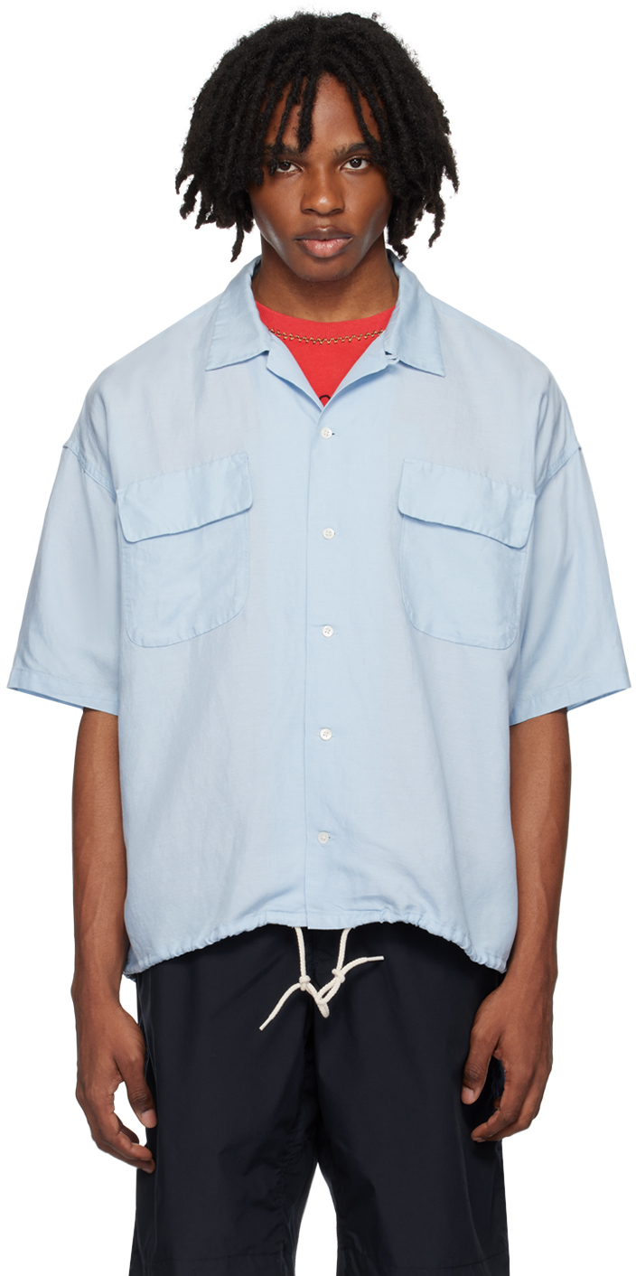 Blue Open Collar Shirt by nanamica on Sale