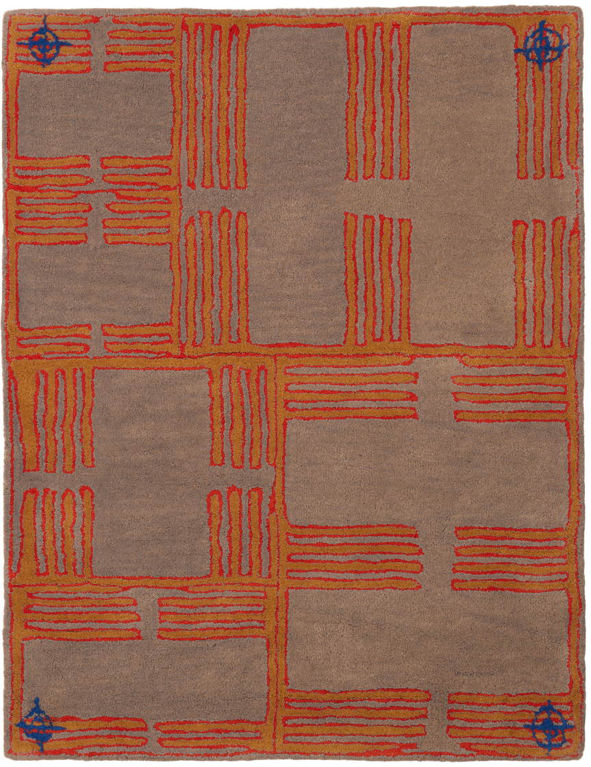 Maki Rugs Brown & Orange Circuit Rug In Grey/brown